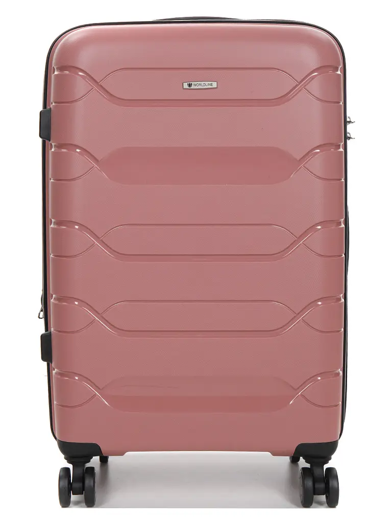 Валіза середня M поліпропілен Worldline Airtex 282 74л 64×41×26см Рожеве золото - фото 3