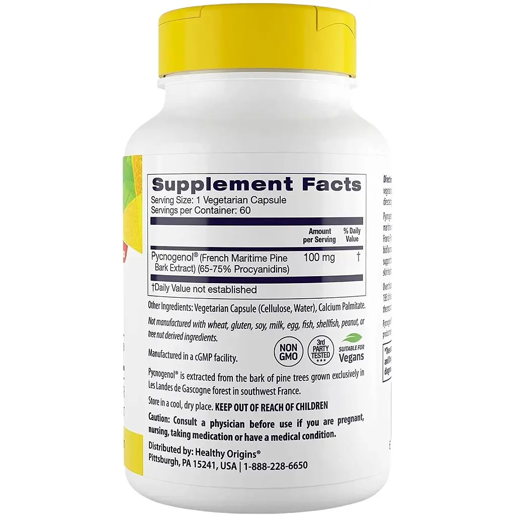 Экстракт сосновой коры Healthy Origins Pycnogenol 100 мг 60 капсул - фото 2