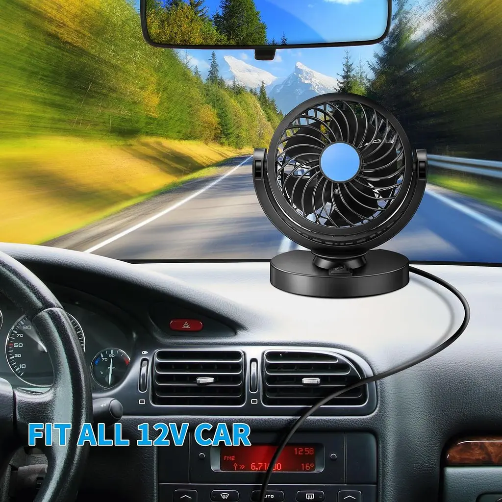 Автомобільний вентилятор від прикурювача 12V на підставці 360 градусів 5W VEHICLE MOUNTED SINGLE HEAD FAN 01 - фото 3