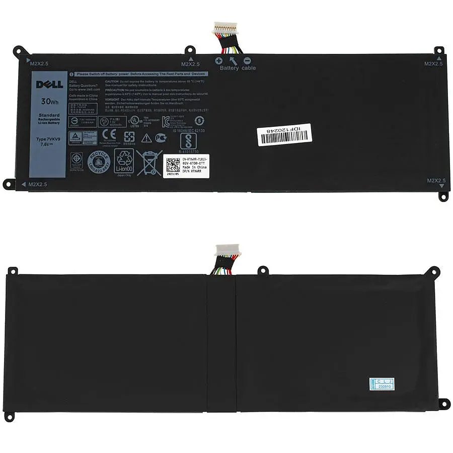 Батарея для ноутбука Dell 7VKV9 (Latitude 7275 XPS 9250) 7.6V 3910mAh 30Wh Чорний - фото 2