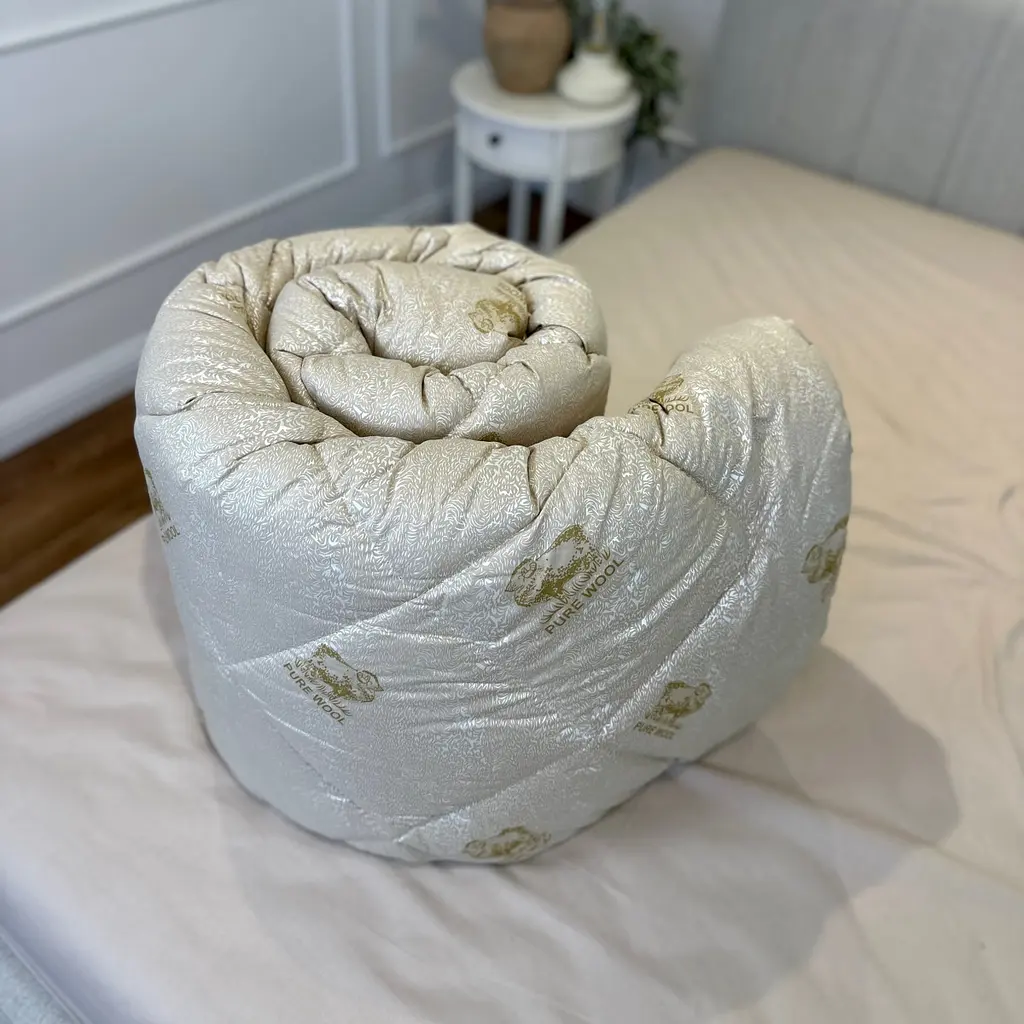 Ковдра євро зимова з вовни Leri Max Pure Wool 21502 200х215 см бежева - фото 2
