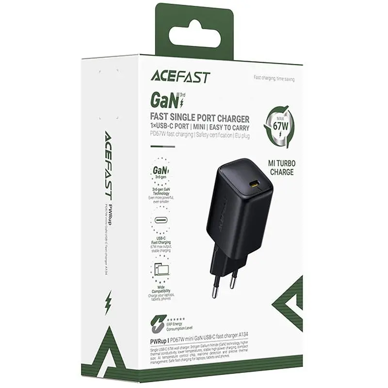 МЗП Acefast A134 PD67W GaN (1USB-C) Black - фото 5
