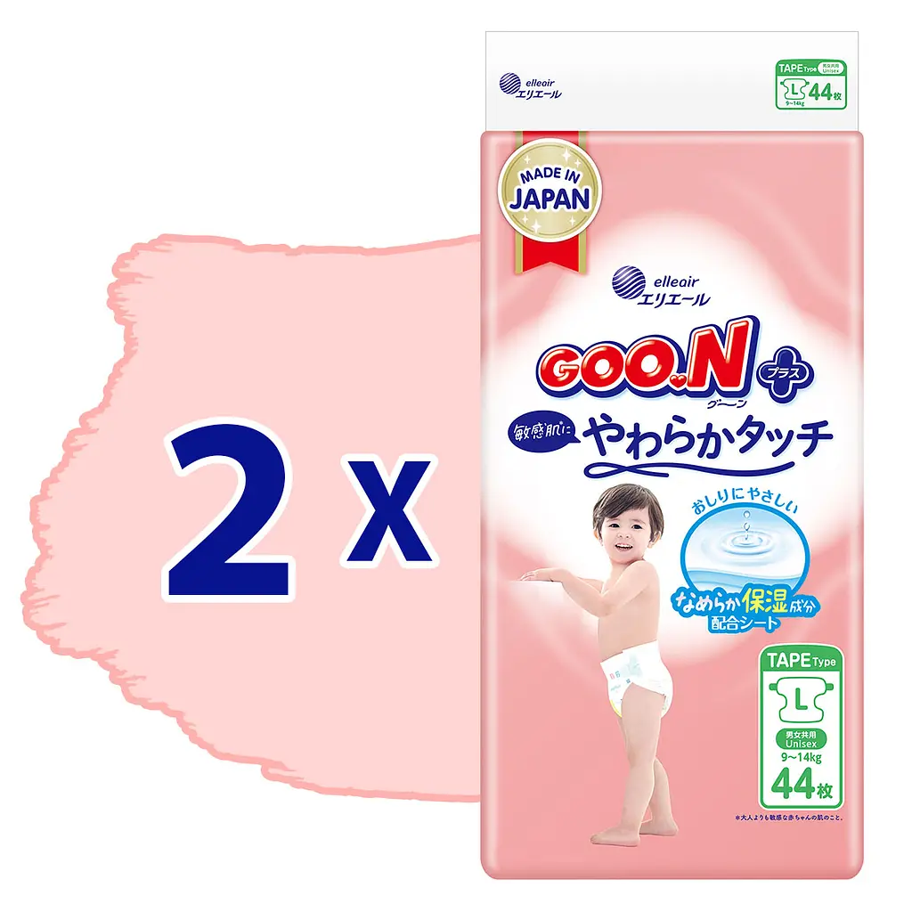 Набор подгузники GOO.N Plus для детей 9-14 кг размер L 88 шт. - фото 2