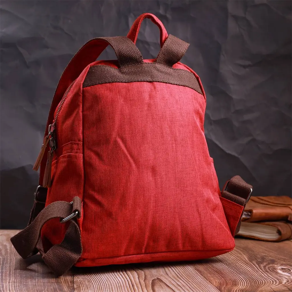 Стильний жіночий рюкзак з текстилю Vintage 22245 бордовий - фото 8