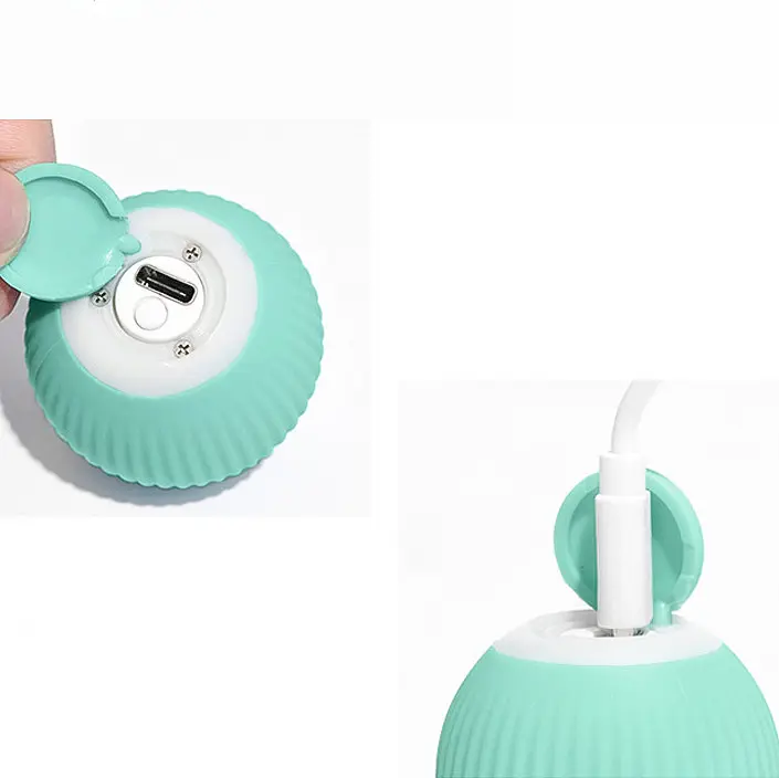 Игрушка для кошек катяющийся мячик бирюзовый на аккумуляторе 4.3 см - фото 3