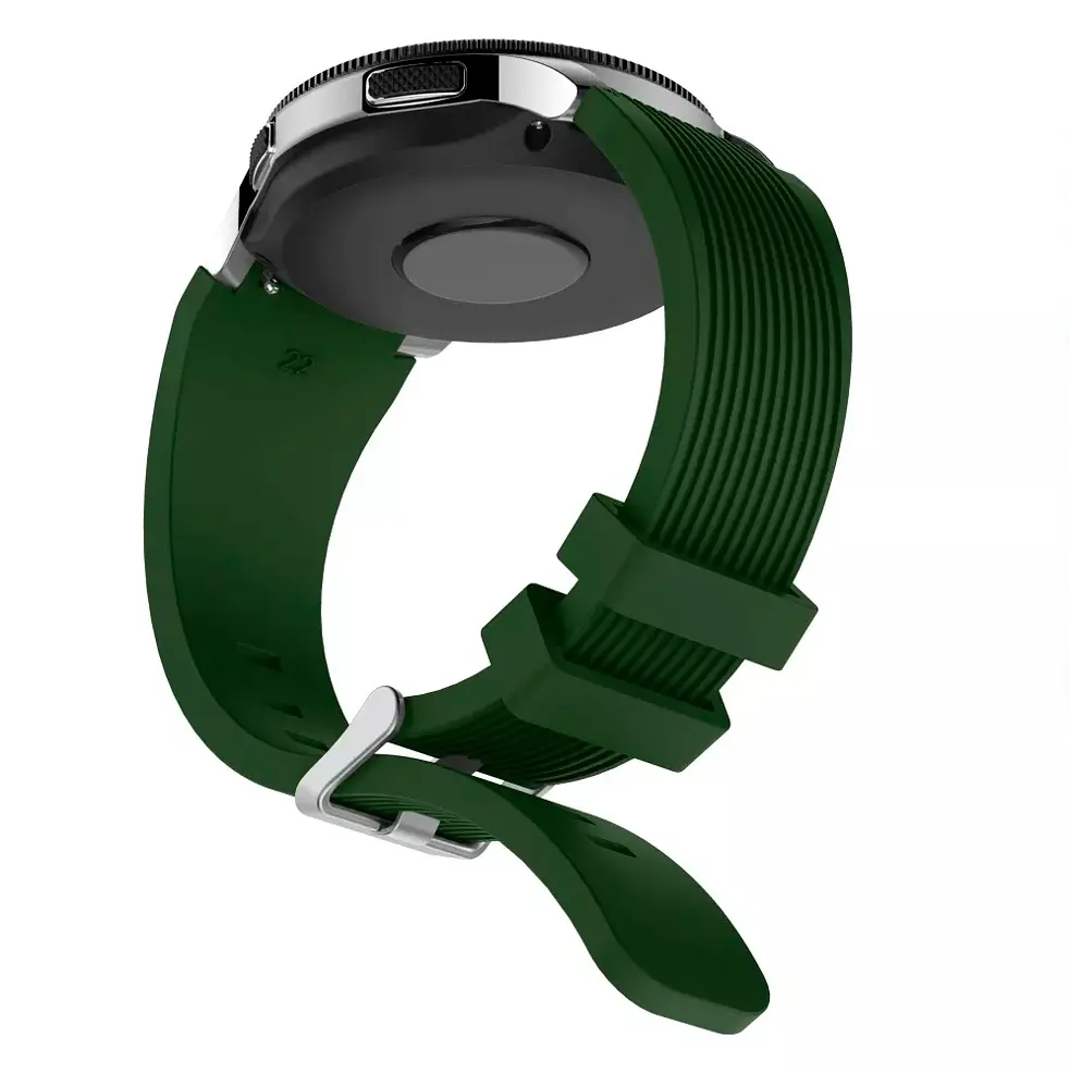 Силіконовий ремінець Watchbands Galaxy для Samsung Gear S3 FrontierClassic - темно-зелений ширина кріплення 22мм розмір L (WB001GALAXYBGREENS3FC) - фото 2