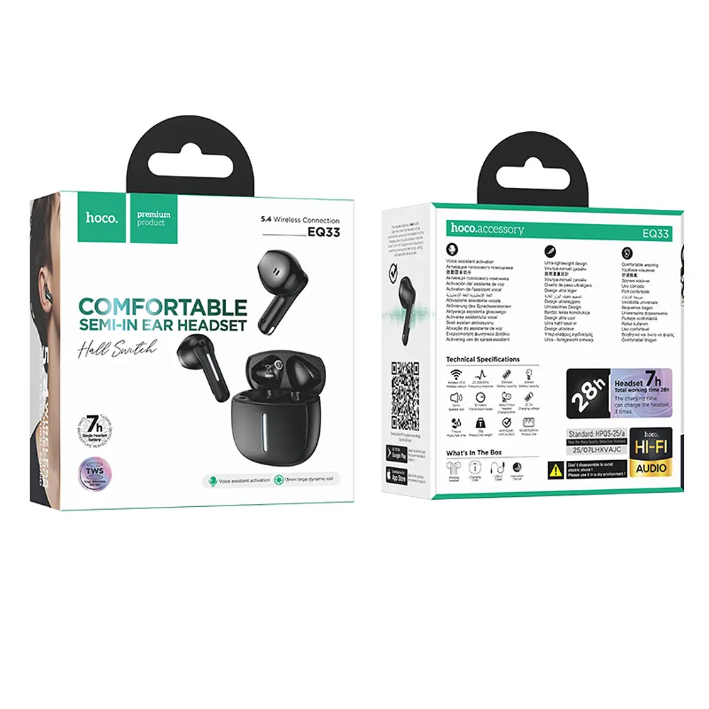 Навушники Bluetooth Hoco EQ33 Gem wireless BT headset(App) Black - фото 2