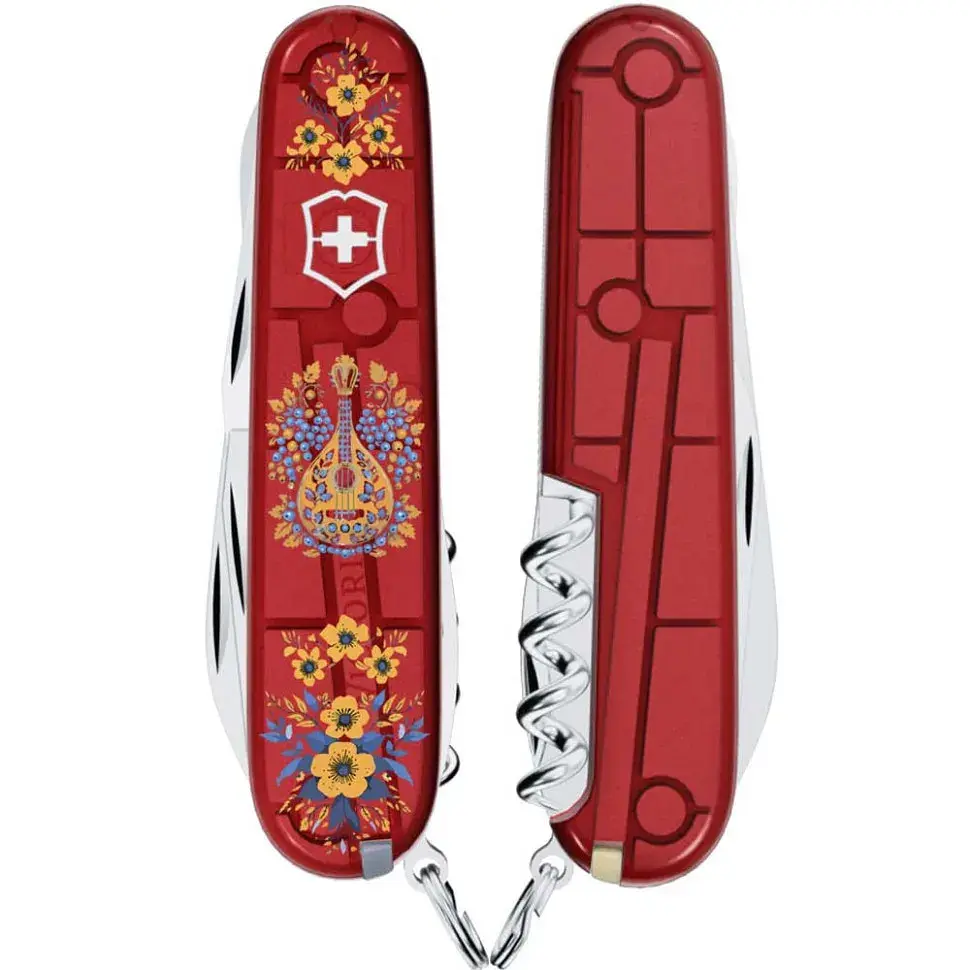 Ніж Victorinox Climber Ukraine 91мм,14функ,черв прозор ,Українські мотиви - фото 3
