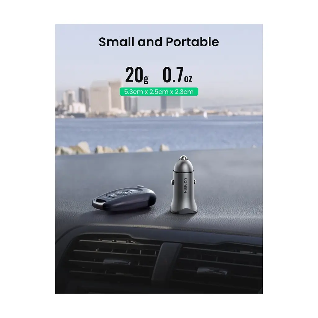 Зарядний пристрій Ugreen CD130 20W USB + Type-C PD Car Charger (Gray) (30780) - фото 7