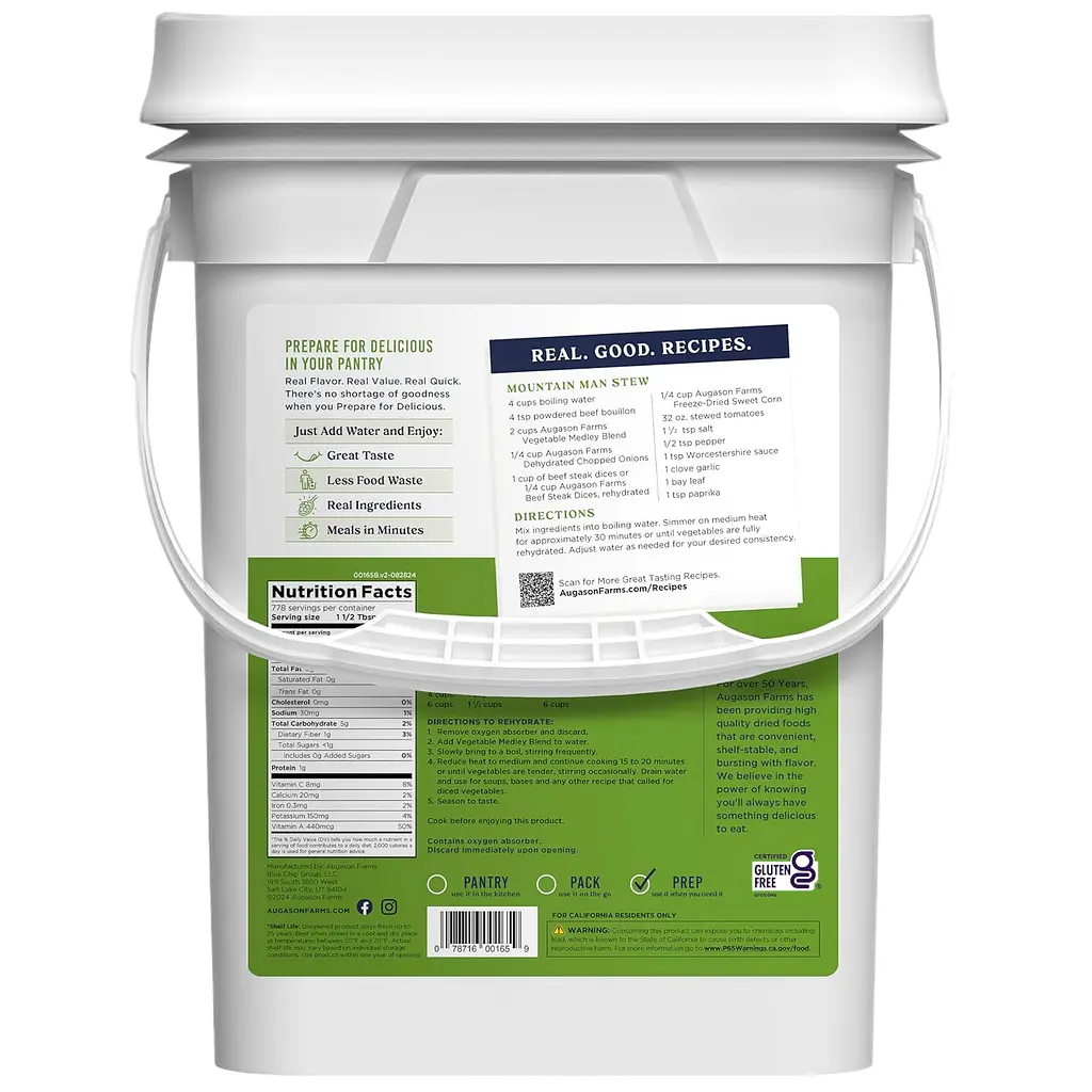 Сублімована суміш тушкованих овочів Augason farms, 778 порцій, 25 років термін зберігання (101081) - фото 2