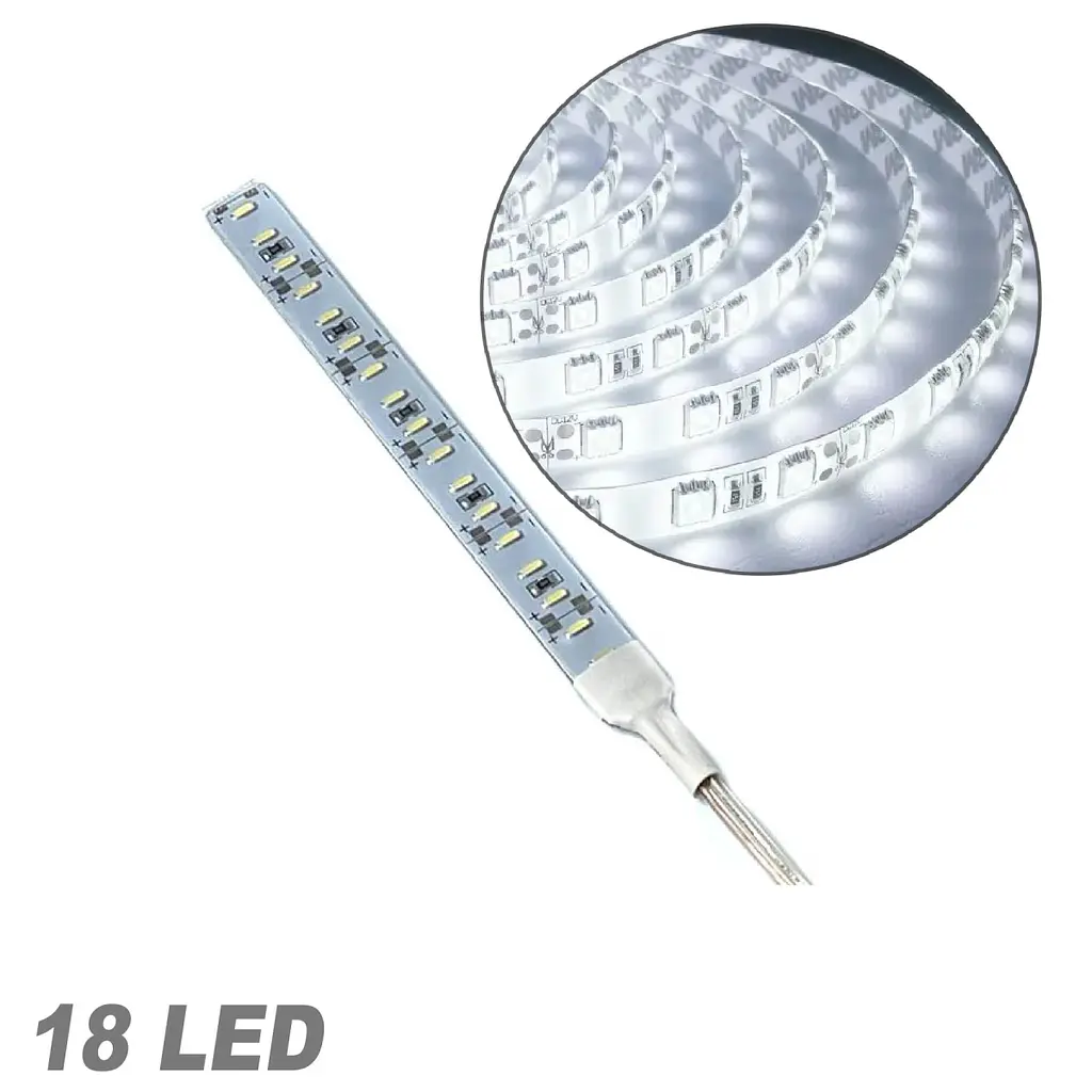 Стрічка діодна алюміній 12V - 12,5 см - 2А 18LED - в силіконі ефект суцільної стрічки Біле світло (4014) - фото 3