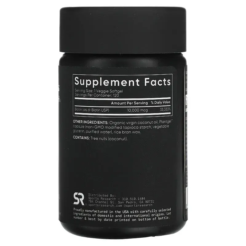 Біотин Sport Research Biotin 10000 mcg 120 veg softgels (1086-2023-10-3447) - фото 2