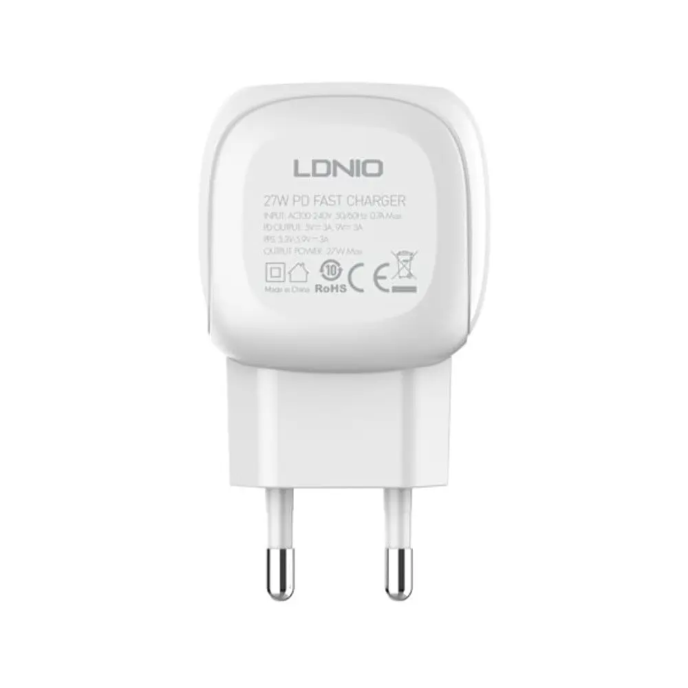 Сетевое зарядное устройство для Ldnio A1206C Type-C PD 27W белый + кабель Type-C to Lightning - фото 3