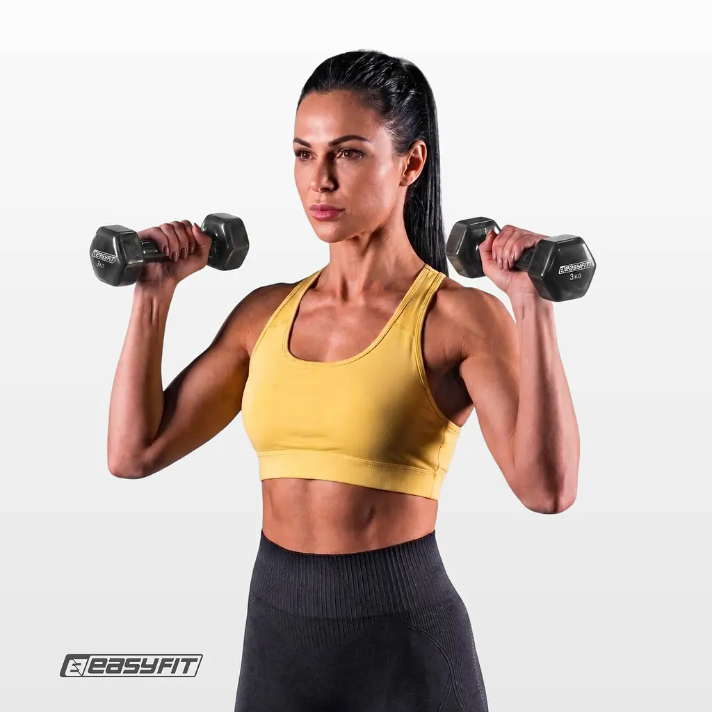Гантель для фітнесу 3.0 кг EasyFit із вініловим покриттям чорна - фото 5