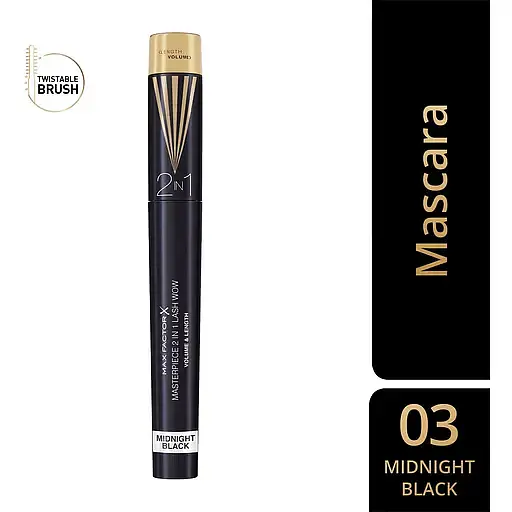 Туш для вій Max Factor Masterpiece 2 In 1 Lash Wow об'єм та подовження Midnight Black - фото 2