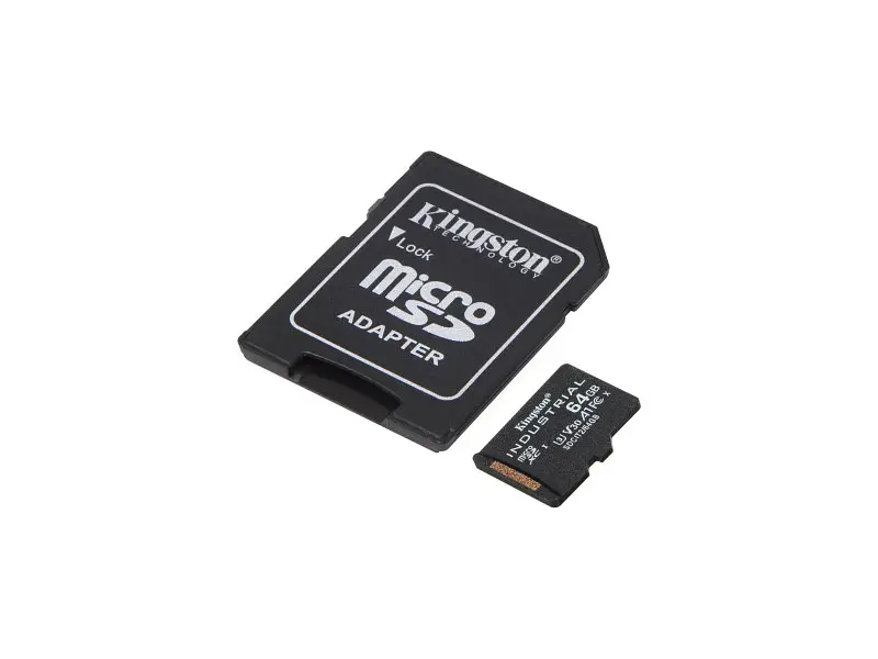 Карта пам'яті Kingston Industrial microSDXC UHS-I (U3) V30 A1 + SD Adapter 64 GB (SDCIT2/64GB) - фото 2