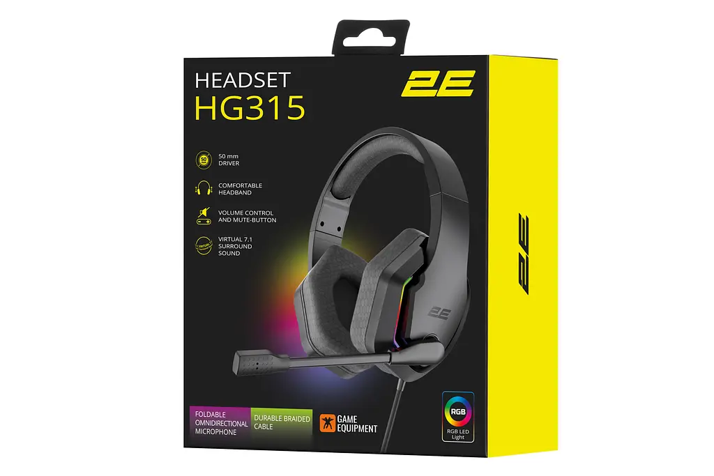 Навушники ігрові з мікрофоном 2E GAMING HG315 Black, 7.1, USB-A, RGB, 2 м - фото 2