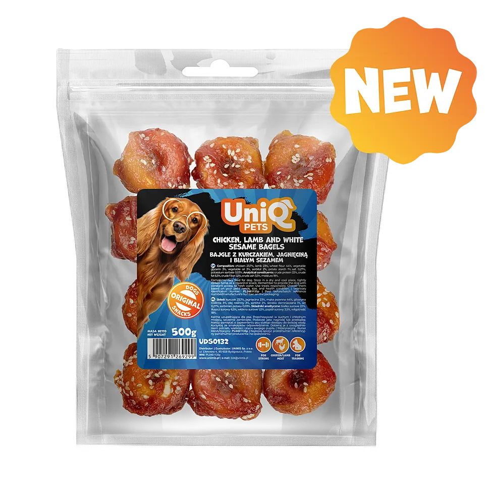 Ласощі для собак UniQ PETS Бублики з курки та ягняти з білим кунжутом, 500 г - фото 4