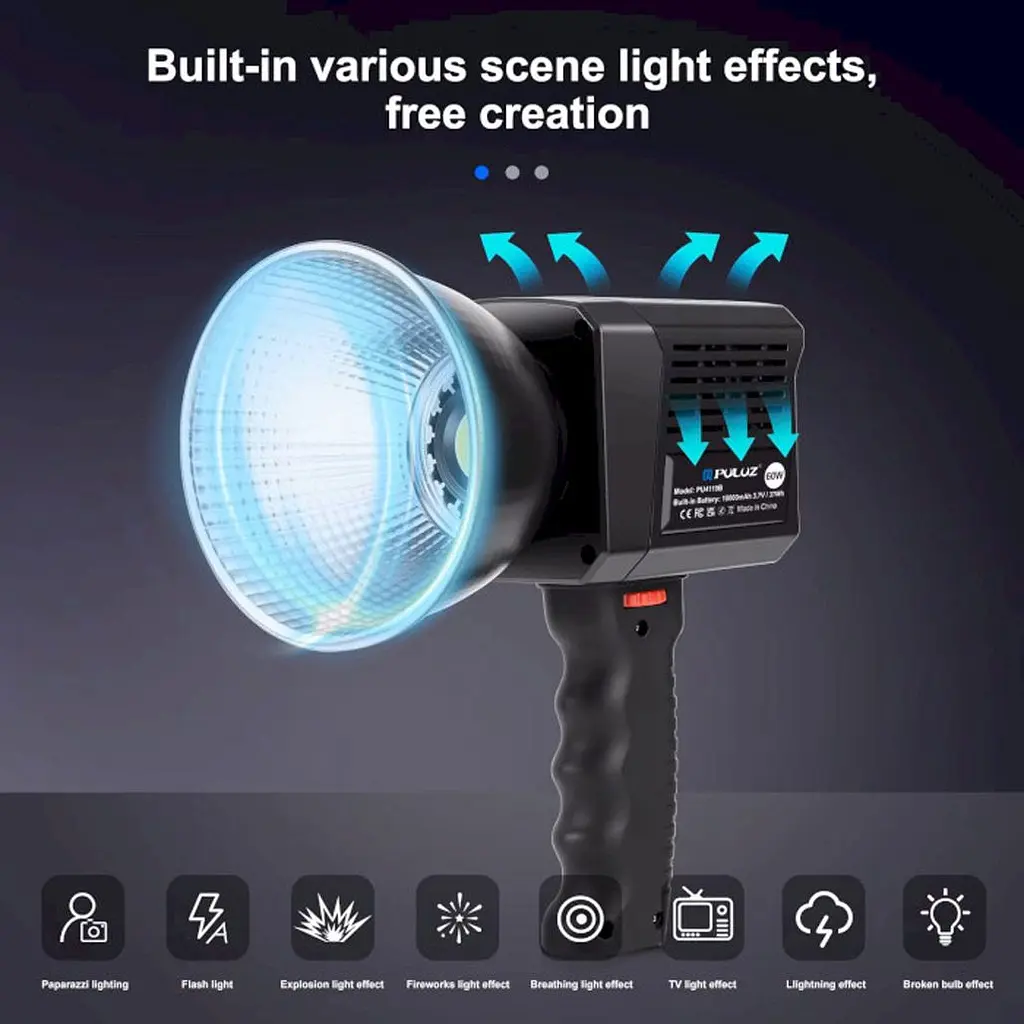 Студійне світло Puluz PU4119B 60Вт 2500-6500К CRI 95+ [163700] - фото 10