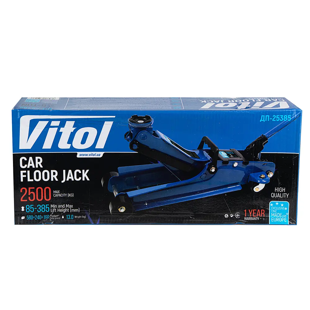 Домкрат гидравлический подкатный Vitol 2.5т 85-385 мм с низким подкатом 14.5 кг в коробке (DP-25385) - фото 6
