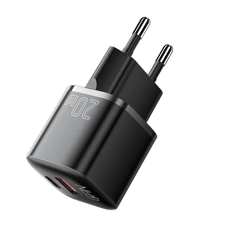 Мережевий зарядний пристрій Essager Camber 20W USB A + Type C Чорний (ECTAC-HMB01-P) - фото 2