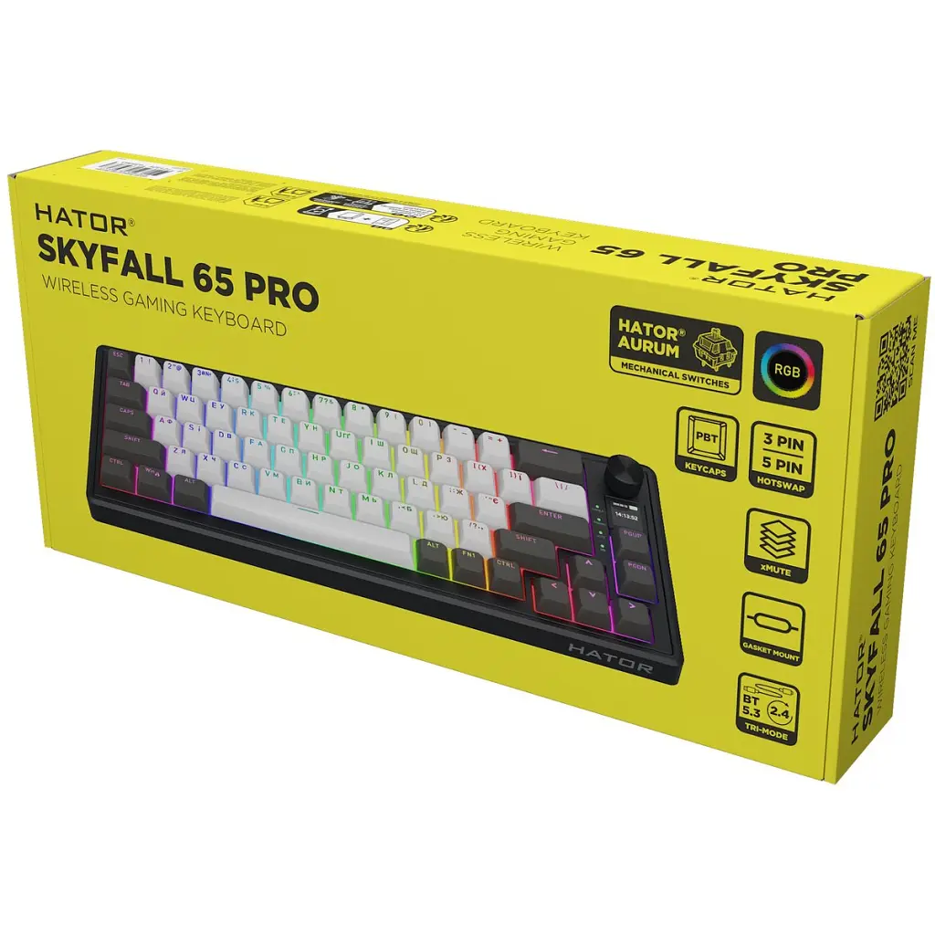 Клавіатура Hator Skyfall 65 Pro Aurum Vanila Silent RGB Wireless/Bluetooth/USB UA Grey/Black (HTK4160UA) - фото 8