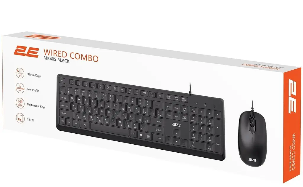 Комплект клавиатура та миша 2E MK405 USB-A, EN/UK, чорний - фото 10