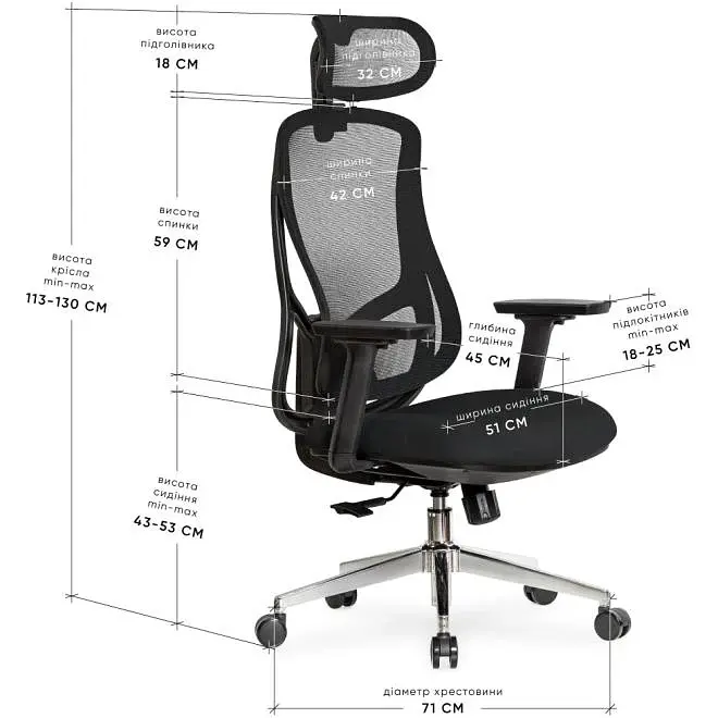 Крісло Mealux Flow Fabric Black (HF-B30 F/B) - фото 2