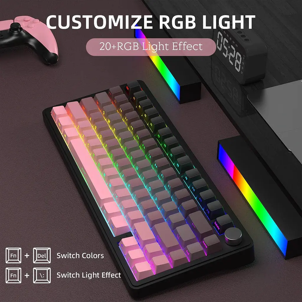 Бездротова клавіатура ATTACK Shark X85 Pink 75% | RGB підсвітка | бокове гравіювання - фото 3