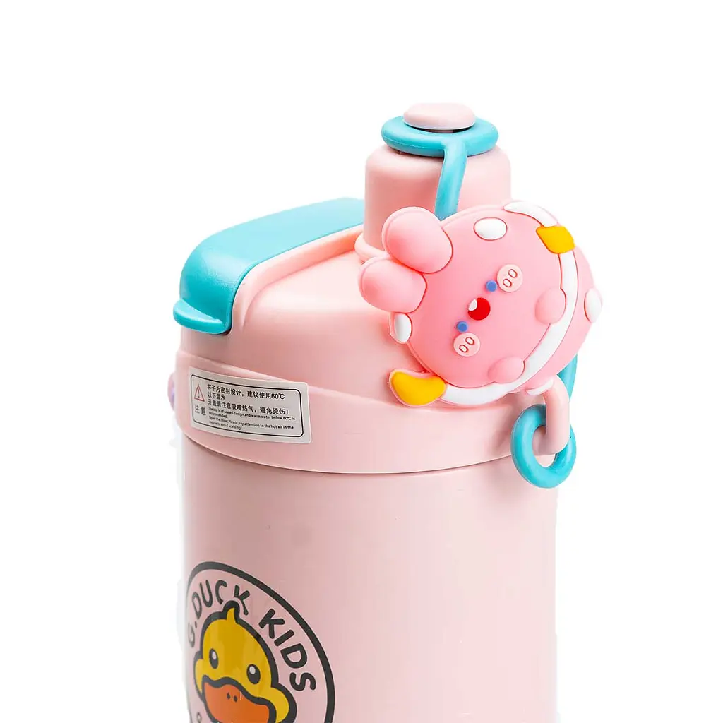 Термос дитячий Happy Life G.Duck HP18309P з трубочкою та гвинтовою кришкою 460 мл, рожевий - фото 4