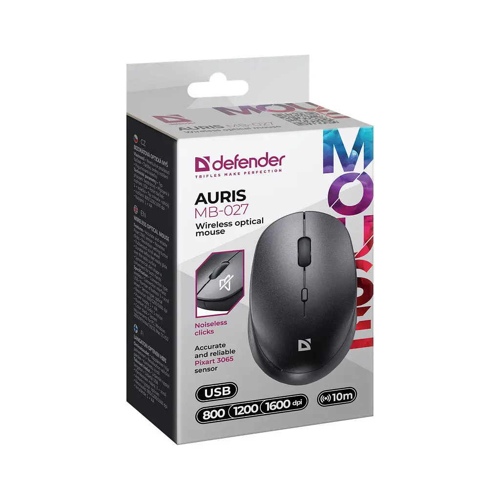Мишка Defender Auris MB-027 Silent Wireless Black (52027) - фото 5
