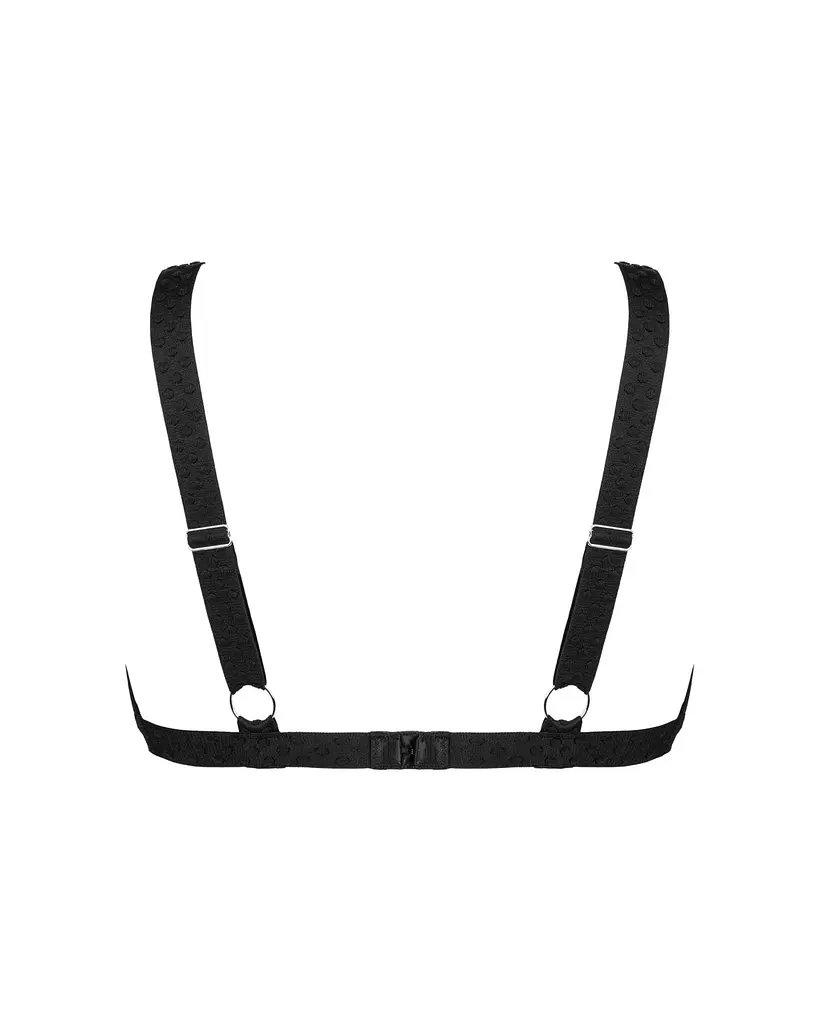 Мереживний бюстгальтер із трикутною чашкою Obsessive Estiqua bra M/L, чорний, широкі лямки - фото 4