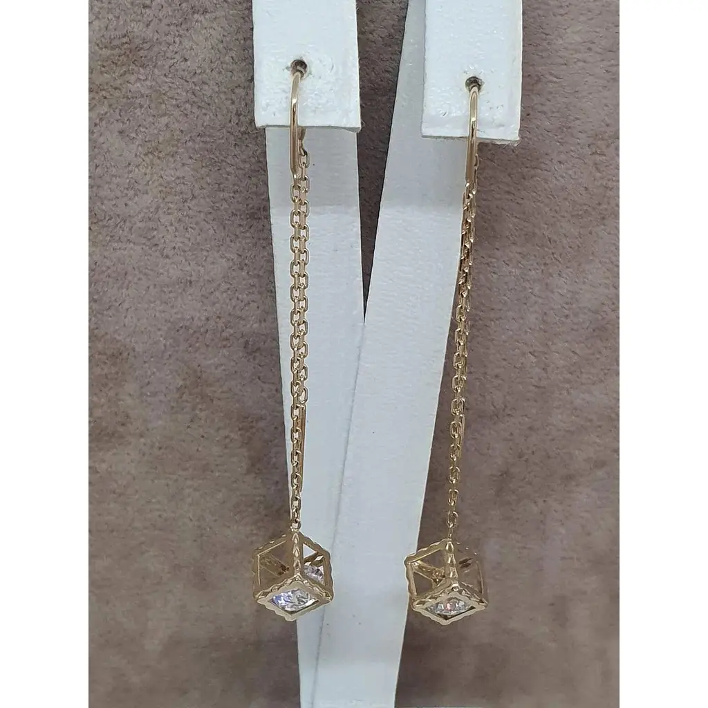 Золоті сережки-протяжки Імперія золота з фіанітами. СПП801(1)ЛИ - фото 4