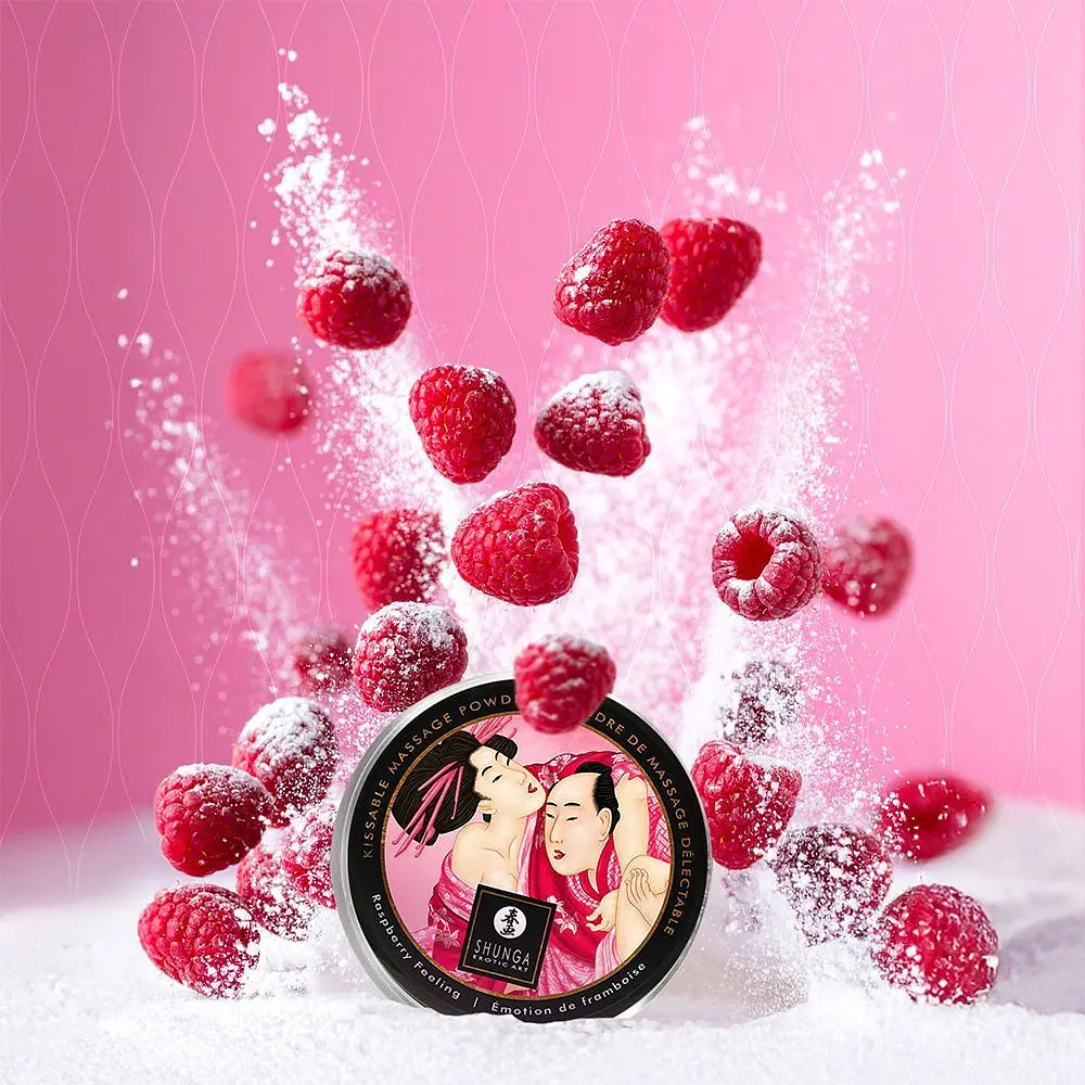 Смачна пудра для оральних пестощів Shunga Body Powder Raspberry feeling, 75 г, (малина) - фото 4