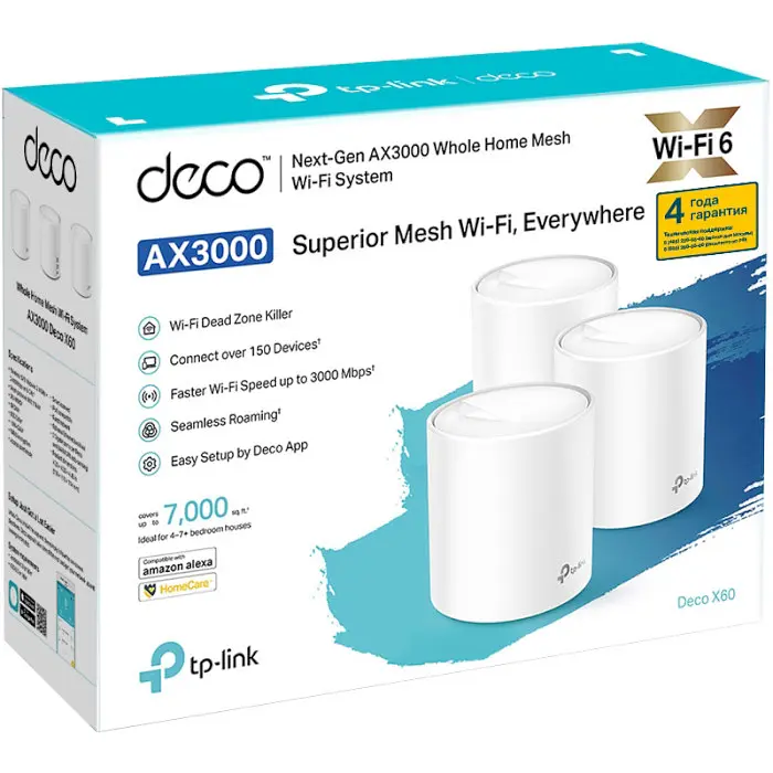 Mesh-система TP-Link Deco X60 AX3000 3-Pack White 802.11ax (DECO X60(3-PACK)) - фото 5