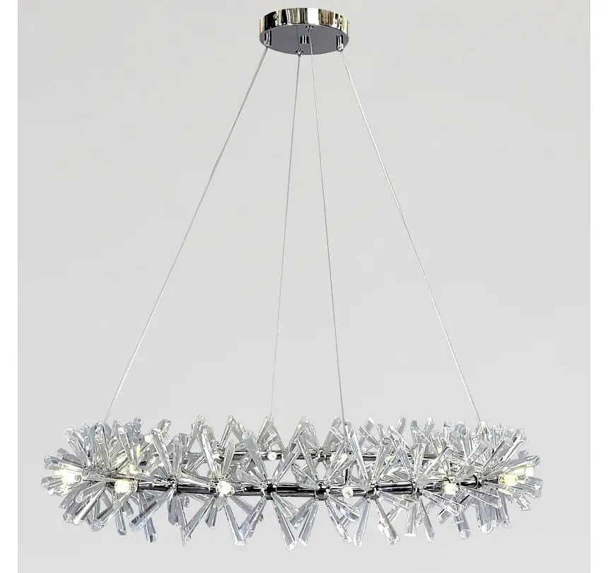 Кругла кришталева люстра Artlight 8559/800CH на 30 ламп G4 із прозорими призматичними елементами - фото 3