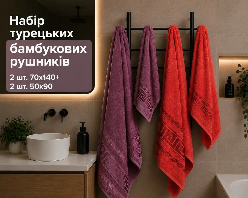 Набір турецьких бамбукових махрових рушників Cestepe 2 шт 50х90 + 2 шт 70х140 Bamboo Grek - фото 2