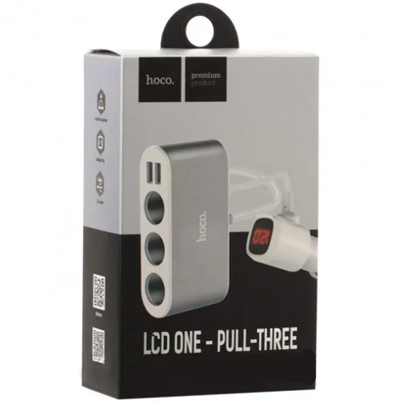Автомобільний зарядний пристрій із розгалужувачем прикурювача Hoco Z13 Car Charger 2 USB 3 Cigarette Lighter - фото 2