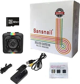 Міні-камера Sansnail 1080P SQ11 з аудіо та відео, 32 ГБ пам’яті, нічне бачення, датчик руху, для домашнього використання - фото 3