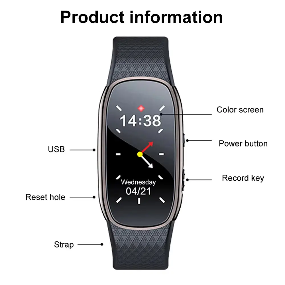 Годинник з диктофоном з активацією запису голосом та MP3 плеєром Nectronix R48, 8 Гб пам'яті (101119-8) - фото 7