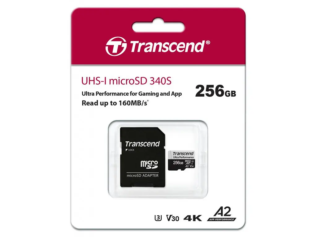 Карта пам'яті Transcend microSDXC 340S 256GB UHS-I U3 V30 A2 + adapter SD (TS256GUSD340S) [71413] - фото 2