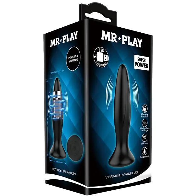 Анальна пробка з вібрацією LyBaile Mr.Play Vibrating Butt Plug Black, 12.8х3.1 см, чорний - фото 7