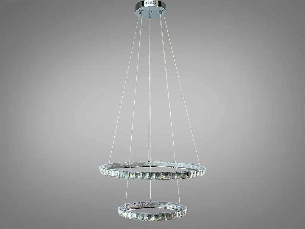 Підвісна LED люстра Diasha 66081/600+400CH, хром, 82 W, освітлення 10-22 м2 - фото 4