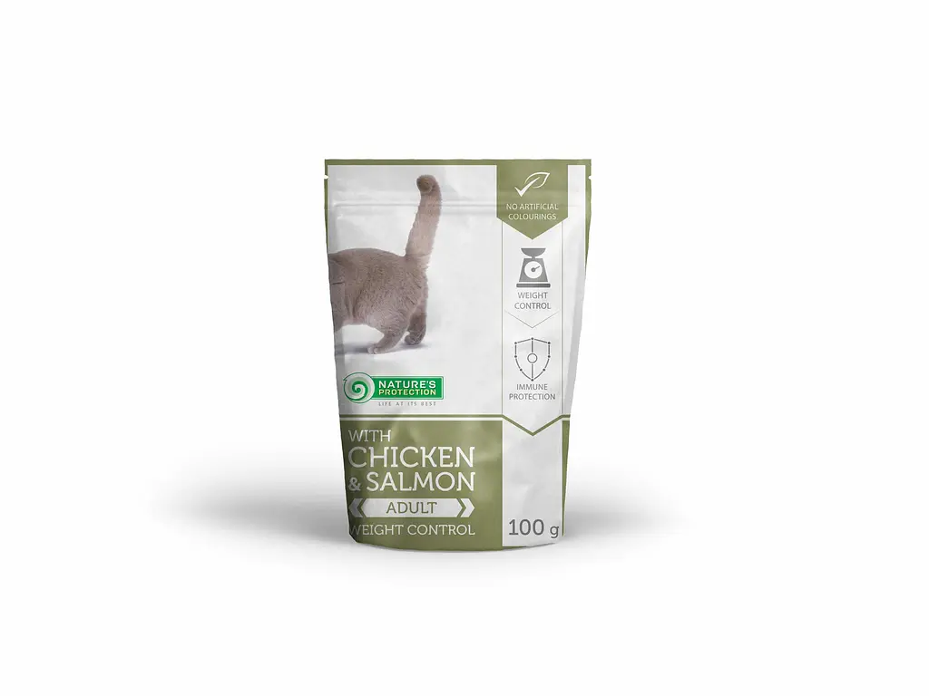 Вологий корм для котів із зайвою вагою з куркою та лососем Nature's Protection Weight control Chicken, 100г - фото 2