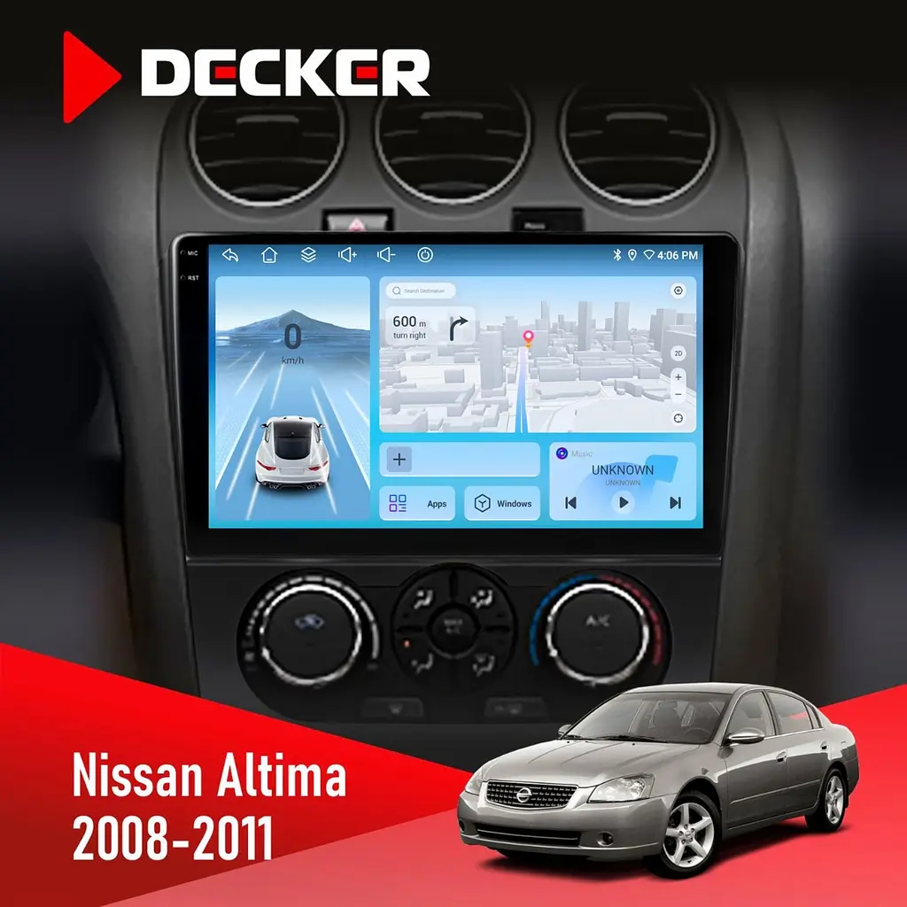 Штатна магнітола Nissan Altima 2008-2011 Decker D10-010 6x128, DSP, 4G, 2K Decker (НФ-00009342)