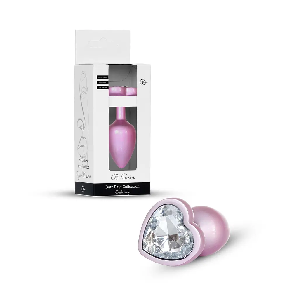 Анальная пробка B - Series HeavyFun Jewellery Pearl Pink Heart Plug S 7 см (прозрачный) - фото 10