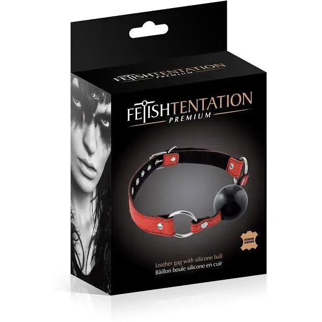 Кляп Fetish Tentation Premium LeaTher gag With silicone ball Red - фото 2