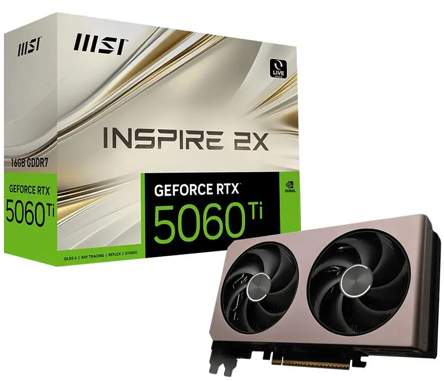 Видеокарта MSI RTX 5060 Ti 16G INSPIRE 2X (RTX 5060 Ti 16G INSPIRE 2X) (GDDR7, 128 bit, PCI-E v5.0 x8) - фото 5