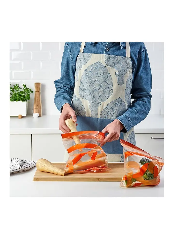 Пакети для зберігання продуктів IKEA багаторазові з застібкою, 2,5 л, прозорі/помаранчеві, 25 шт - фото 5