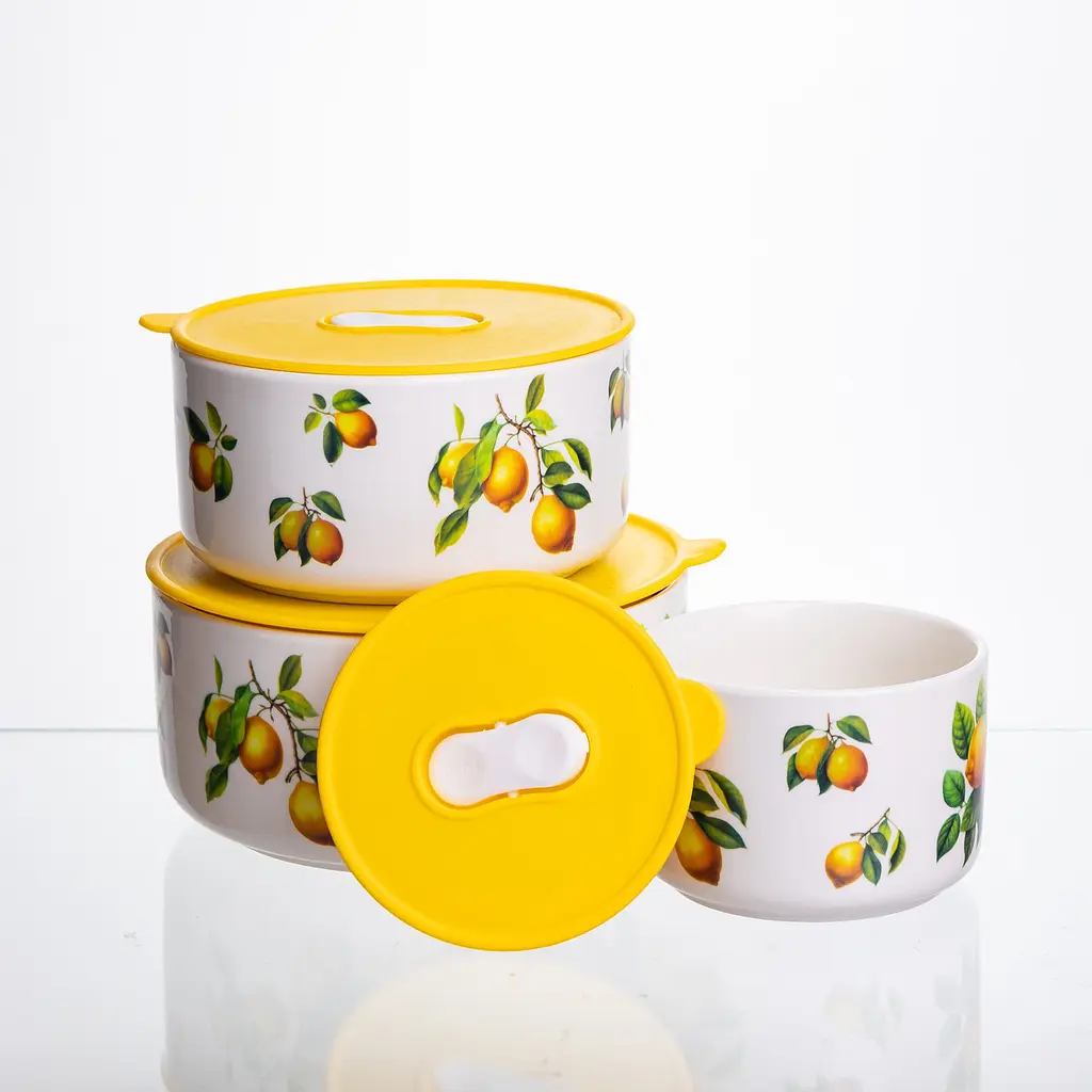 Фарфорові контейнери для їжі Lemon 9,5/13/15 см Yiwu TS-3P-1 - фото 4